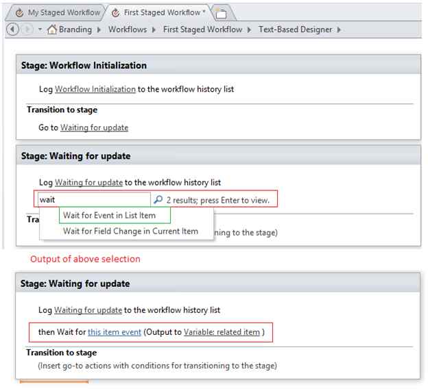 Wait for event in list item